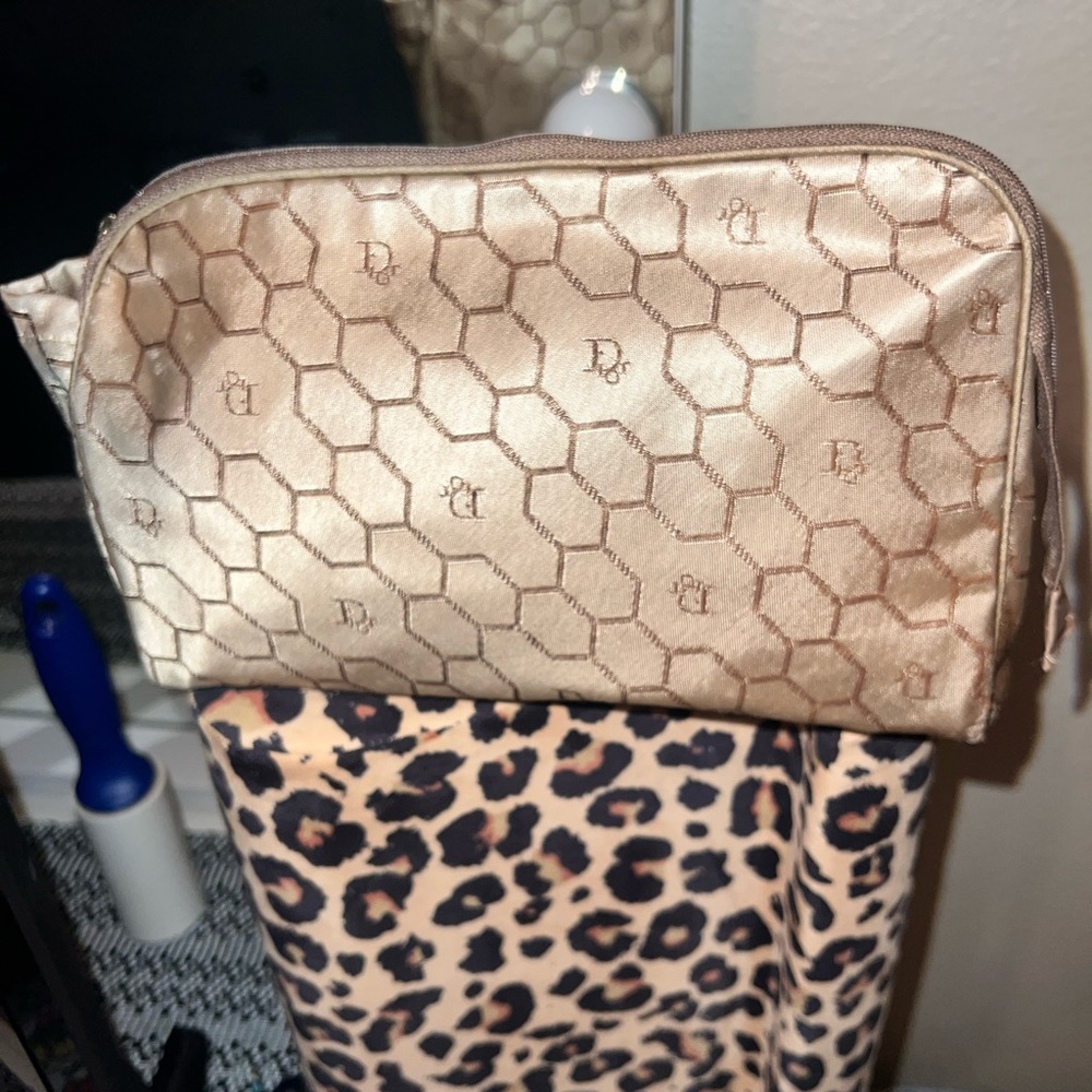 vintage Christian Dior cosmetic bag "honeycomb" pattern - Picture 2 of 6